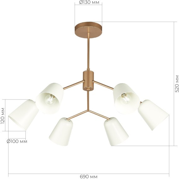 SLE155902-06 Светильник потолочный Золотистый/Белый E14 6*40W MARIO