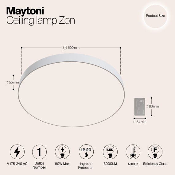 Накладной потолочный светильник Maytoni C032CL-L96W4K Zon светодиодный LED 90W