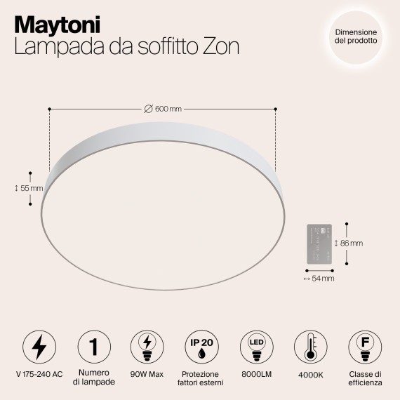 Накладной потолочный светильник Maytoni C032CL-L96W4K Zon светодиодный LED 90W