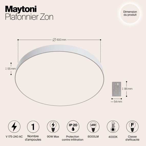 Накладной потолочный светильник Maytoni C032CL-L96W4K Zon светодиодный LED 90W