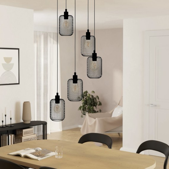 43334 WRINGTON Подвесной светильник с 5 лампами E27, 300Вт, сталь, черный, D540, H1500