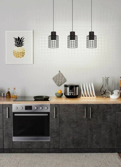 43626 Подвесной потолочный светильник (люстра) MILLIGAN, 3Х40W, E27, L1030, B200, H1100, сталь, черн