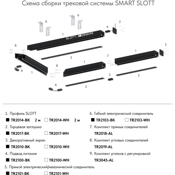 Торцевая заглушка 1шт (для шинопровода TR2014-BK) Smart 220V Denkirs TR2017-BK