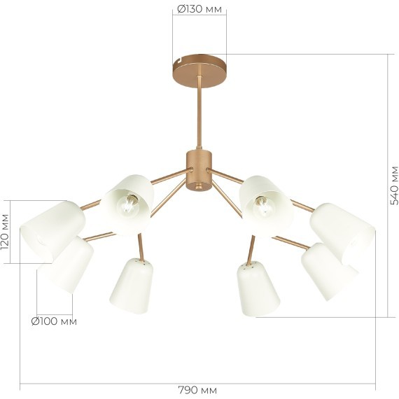 SLE155902-08 Светильник потолочный Золотистый/Белый E14 8*40W MARIO