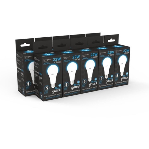 102502322 Лампа Gauss A70 22W 1640lm 6500K E27 LED 1/10/50
