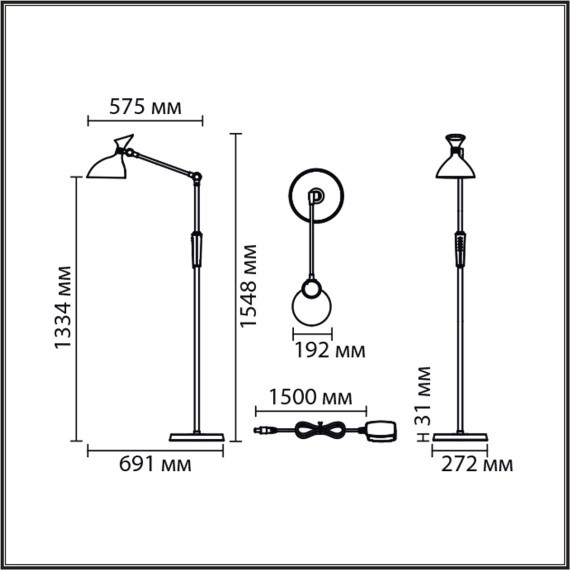 Торшер LED 15W 3000/4000/6000K 950Lm CRI80 220-240V ССТ/диммер HORSA 8330/15FL