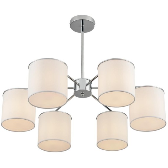 6591/6 CLASSI LN24 хром/белый, металл/текстиль Люстра подвесная E14 6*40W 220V SUNTORI