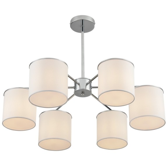 6591/6 CLASSI LN24 хром/белый, металл/текстиль Люстра подвесная E14 6*40W 220V SUNTORI