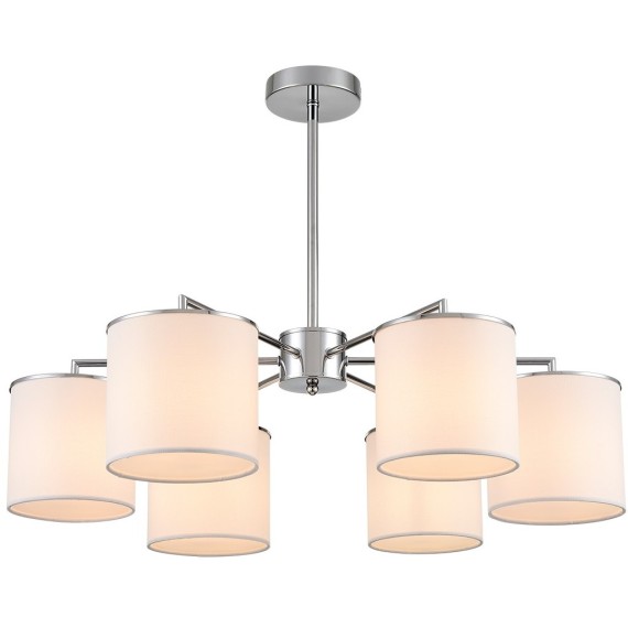 6591/6 CLASSI LN24 хром/белый, металл/текстиль Люстра подвесная E14 6*40W 220V SUNTORI