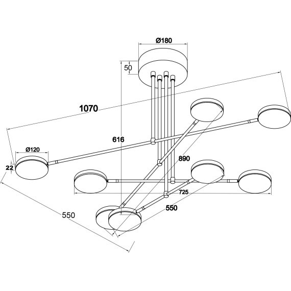Потолочная люстра светодиодная Fad MOD070PL-L48B3K