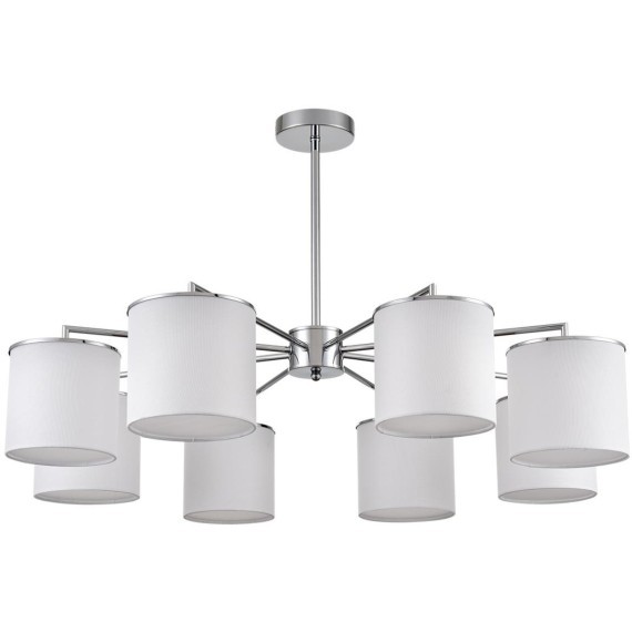 6591/8 CLASSI LN24 хром/белый, металл/текстиль Люстра подвесная E14 8*40W 220V SUNTORI