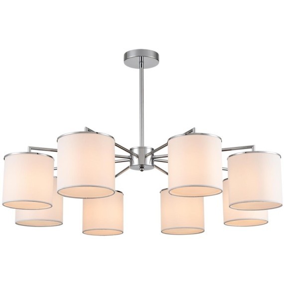 6591/8 CLASSI LN24 хром/белый, металл/текстиль Люстра подвесная E14 8*40W 220V SUNTORI