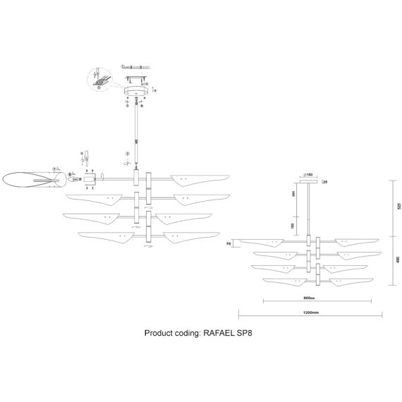 Люстра (без плафонов) Crystal Lux RAFAEL SP8 CHROME