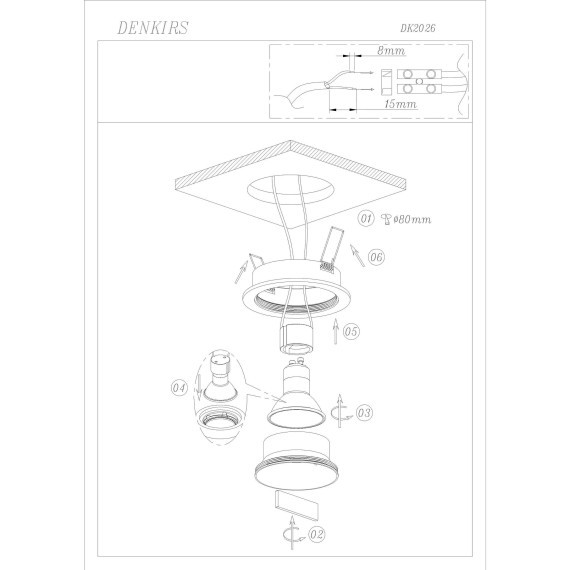 DK2026-WH Встраиваемый светильник IP20 макс 50Вт GU10 белый алюминий