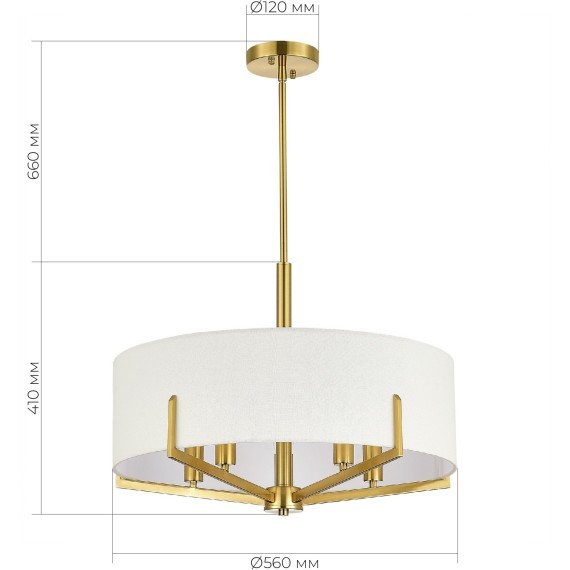 SLE3010-303-05 Светильник подвесной Латунь/Белый E14 5*40W LINTON