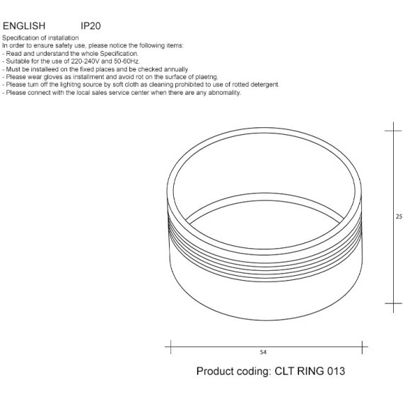 Декоративное кольцо внутреннее для трекового светильника серии CLT 0.31 Crystal Lux CLT RING 013 BL 0994/047