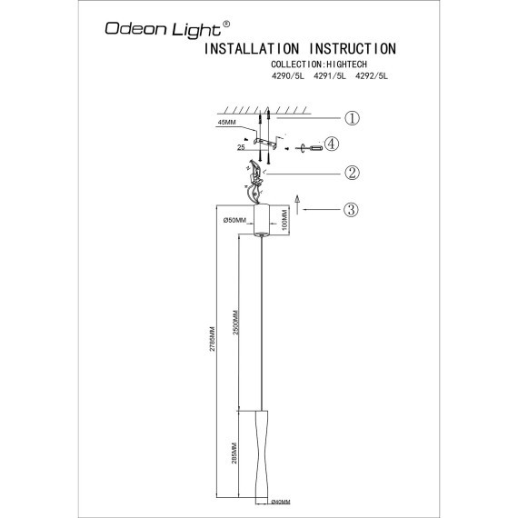 Подвесной светильник IP20 LED 5W 300Лм 3000K 180° ANIKA 4292/5L