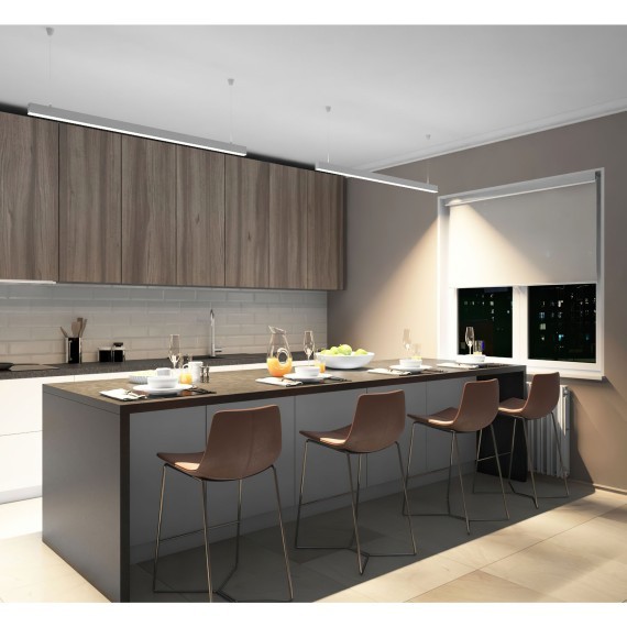 DK9124-WH Линейный белый светодиодный влагозащищенный светильник 125см, накладной/подвесной, тросы 2м в компл. 30Вт 2600Лм 4000К 120° CRI90 RAL9005 IP44 DENKIRS HALS