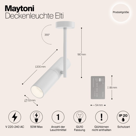 Спот настенный Maytoni C020CL-01W Elti под лампу 1xGU10 50W
