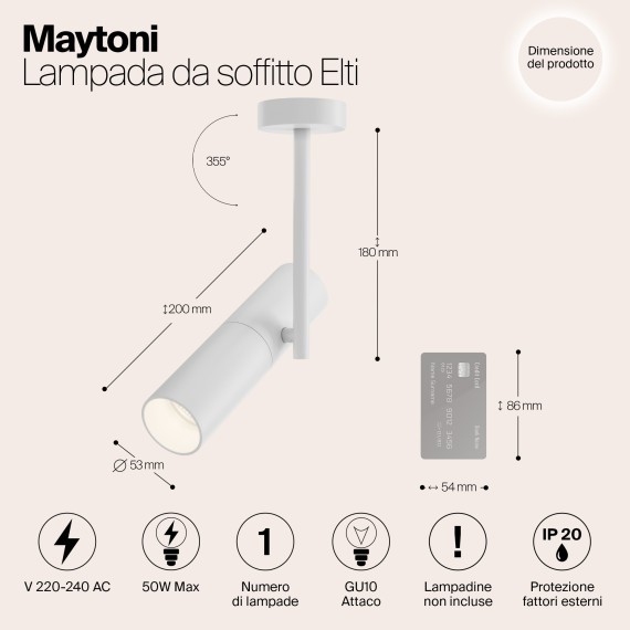 Спот настенный Maytoni C020CL-01W Elti под лампу 1xGU10 50W