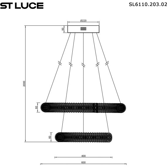SL6110.203.02 Люстра подвесная ST-Luce Золотистый/Золотистый LED 2*28W 3000 - 6500K AVANA