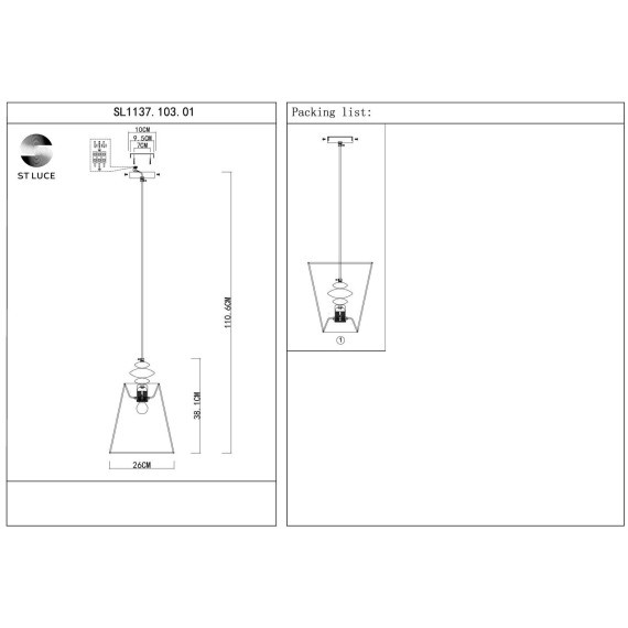 SL1137.103.01 Подвес Никель/Белый E27 1*40W RIONFO