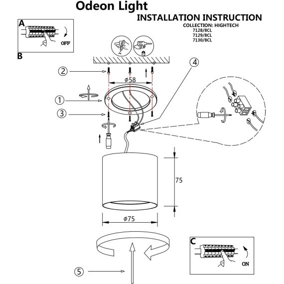 Потолочный светильник IP20 LED 8W 480Лм 3000K/4000K/6000K 120° OBEN 7129/8CL