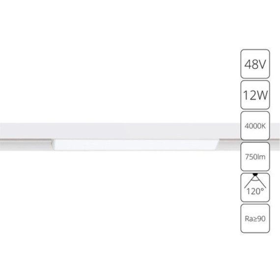 Магнитный трековый светодиодный светильник 12Вт 750лм RA90 4000К Arte Lamp LINEA A4632PL-1WH