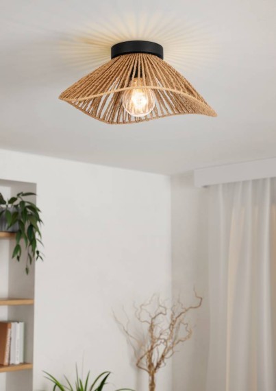 44071 LAVISTER Потолочная люстра 1xE27, 60Вт, сталь черный, бумага коричневый, D390, H175