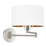 95058 PASTERI Бра настенный с одной лампой E27, 60Вт, механический выключатель, белый ткань, никель