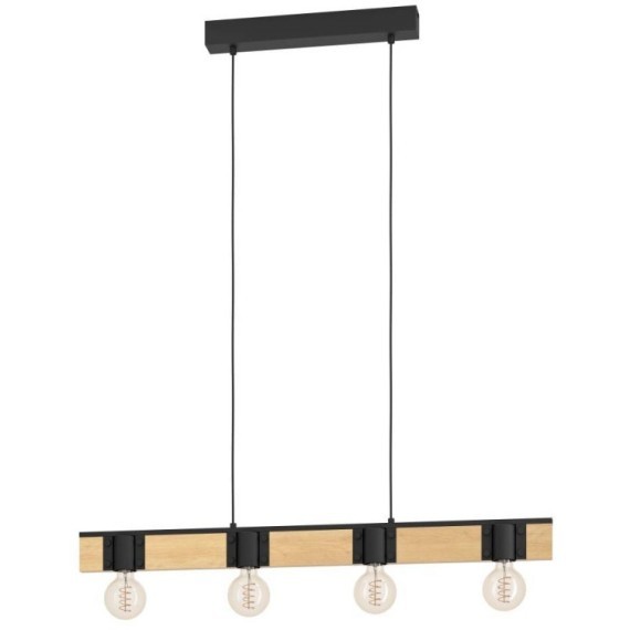 43902 Люстра BAILRIGG, 4X40W (E27), L895, B45, H1100, сталь, дерево, черный, коричневый