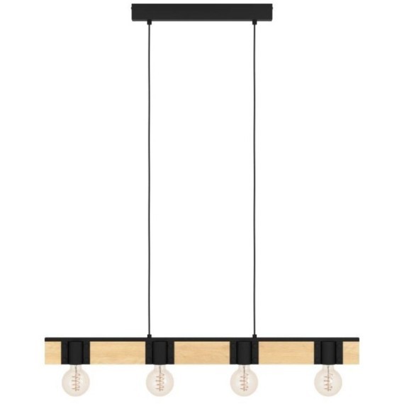43902 Люстра BAILRIGG, 4X40W (E27), L895, B45, H1100, сталь, дерево, черный, коричневый