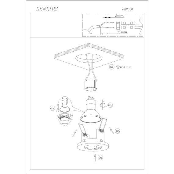 DK2030-WH Встраиваемый светильник IP20 макс 50 Вт GU10 белый алюминий