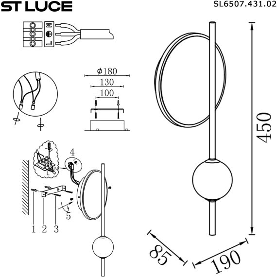 SL6507.431.02 Светильник настенный ST-Luce Шампань, Черный/Белый LED 1+1*9+4W 4000K DALI