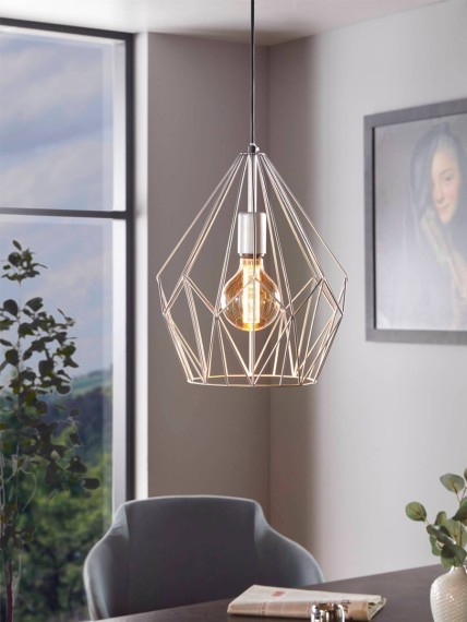 49935 Подвес CARLTON 1, 1x60W (E27), ?310, H1100, сталь, серебро