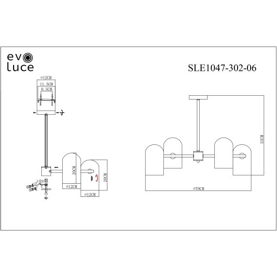 SLE1047-302-06 Светильник потолочный Бронза/Молочно-белый E14 6*40W NOBILIA