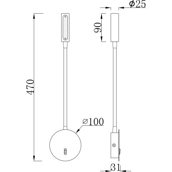 Настенный светильник на гибкой ножке Maytoni C035WL-L3B3K Stem светодиодный LED 3W