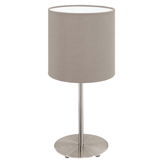 31595 PASTERI Настольная лампа с плафоном из ткани, никель, E27, 60Вт, механический выключатель