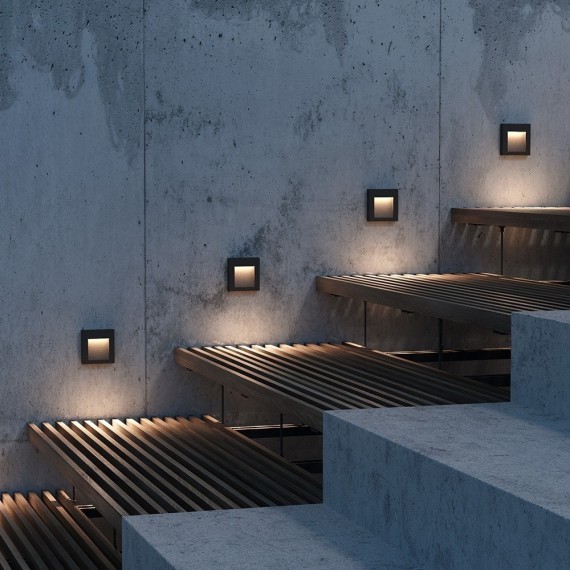 Светильник встраиваемый в стену Maytoni O038-L3B Arca IP65 светодиодный LED 3W