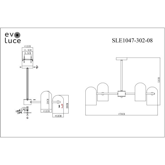 SLE1047-302-08 Светильник потолочный Бронза/Молочно-белый E14 8*40W NOBILIA
