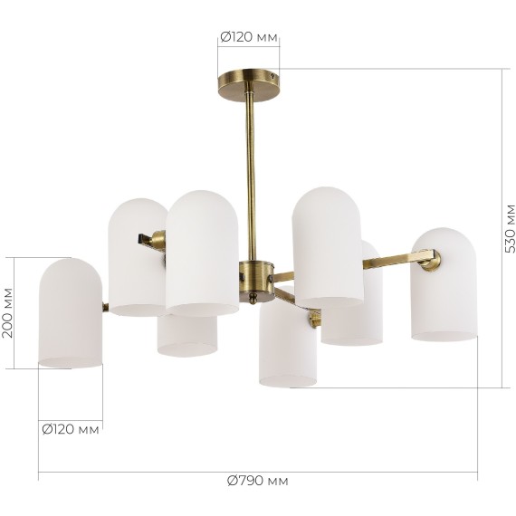 SLE1047-302-08 Светильник потолочный Бронза/Молочно-белый E14 8*40W NOBILIA