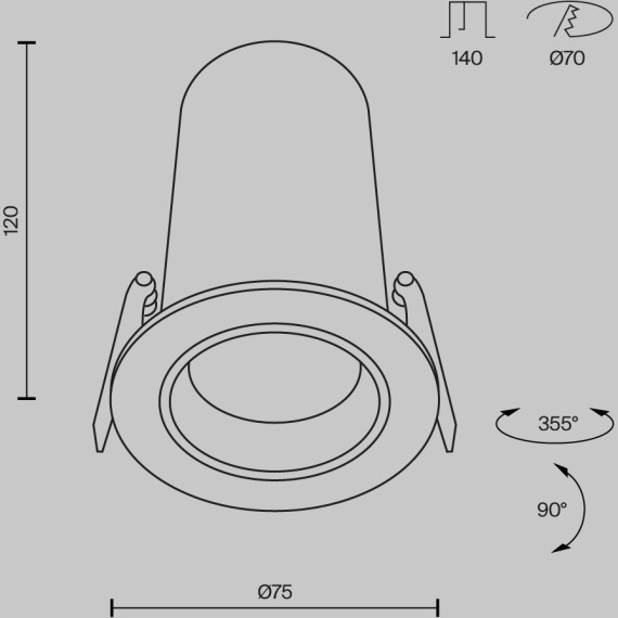 Встраиваемый светильник Maytoni FOCUS LED 3000K 12Вт 60° DL125-L12-3K-W