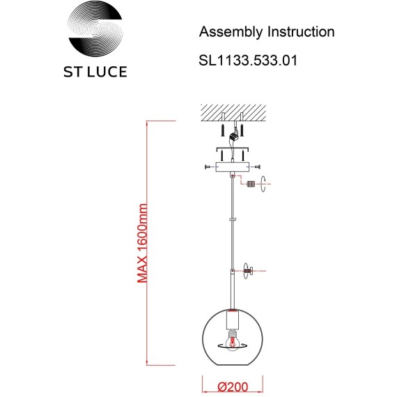 SL1133.533.01 Светильник подвесной ST-Luce Латунь/Белый E27 1*40W BOPONE