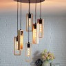 49549 Подвес LITTLETON, 6x60W (E27), ?500, H1500, сталь, черный/дерево, коричневый