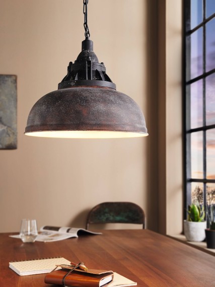 49819 Подвес GRANTHAM 1, 1х60W (E27), ?370, H1100, сталь, пластик, коричневый состарен., беж