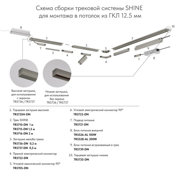 Заглушка 50см для лицевой части шинопровода Denkirs Shine 48V TR5737-DN