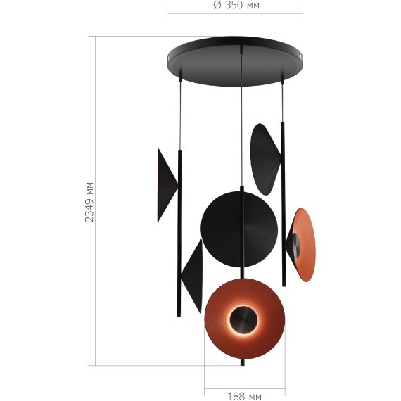 SL3003.403.09 Светильник подвесной ST-Luce Черный/Оранжевый, Черный LED 9*2W 3000K SENTITO