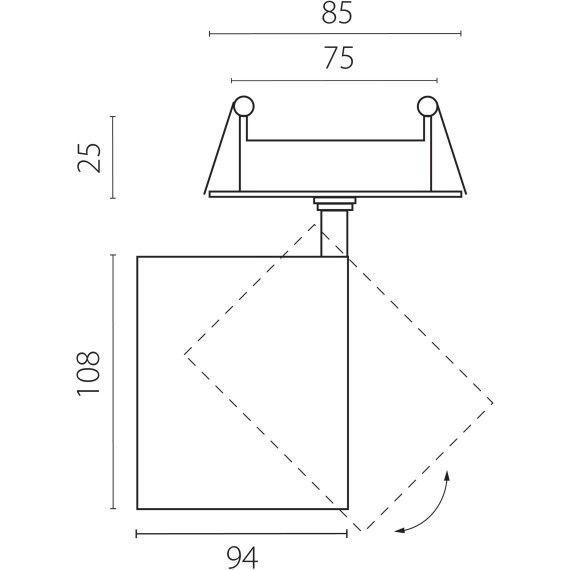 Черный встраиваемый поворотный светодиодный спот 35Вт 24° 3000К 3176Лм CRI90 Alta Base Lightstar A5437RS