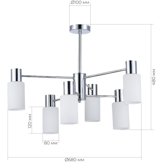 SLE1139-102-06 Светильник потолочный Хром/Белый E14 6*60W GESSI