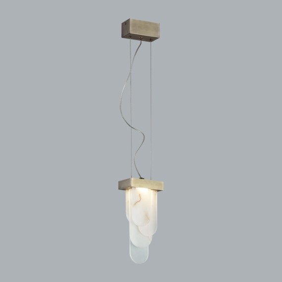 5437/12L HIGHTECH ODL_EX25 101 бронзовый брашинг/металл/смола под алебастр/акрил Подвес LED 12W 3000K 1489Лм FOROS